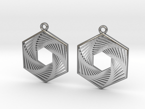 Hexagonal Recursion Earrings in Natural Silver