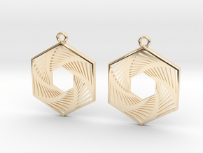 Hexagonal Recursion Earrings in 14k Gold Plated Brass
