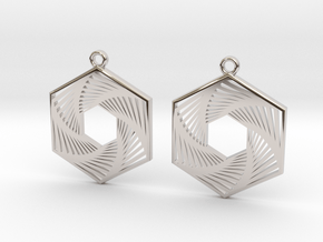 Hexagonal Recursion Earrings in Rhodium Plated Brass