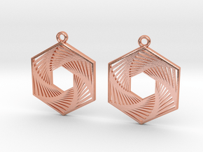 Hexagonal Recursion Earrings in Natural Copper