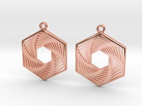 Hexagonal Recursion Earrings in Polished Copper