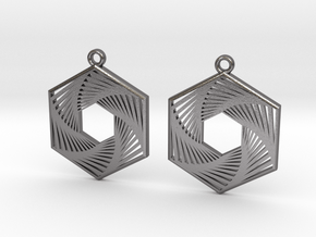 Hexagonal Recursion Earrings in Processed Stainless Steel 316L (BJT)