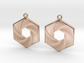 Hexagonal Recursion Earrings in 9K Rose Gold 