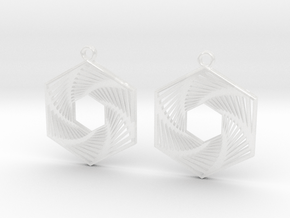 Hexagonal Recursion Earrings in Clear Ultra Fine Detail Plastic