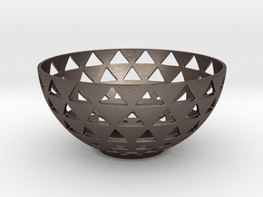triangles bowl in Polished Bronzed-Silver Steel