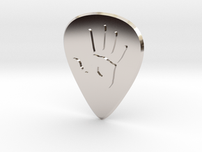guitar pick_handprint in Rhodium Plated Brass