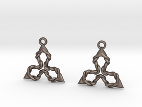 tri knots earrings in Polished Bronzed-Silver Steel