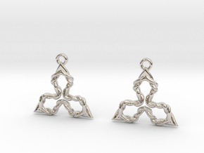 tri knots earrings in Rhodium Plated Brass