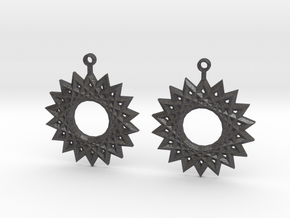 sun king earrings in Dark Gray PA12 Glass Beads
