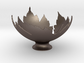 Leaf Bowl in Polished Bronzed-Silver Steel