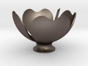clover bowl in Polished Bronzed-Silver Steel