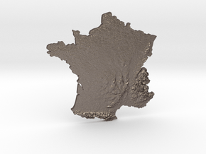 France heightmap in Polished Bronzed-Silver Steel