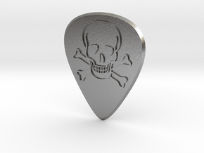 guitar pick_skull in Natural Silver
