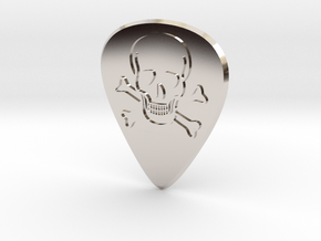 guitar pick_skull in Rhodium Plated Brass