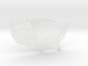 USA Heightmap in Clear Ultra Fine Detail Plastic