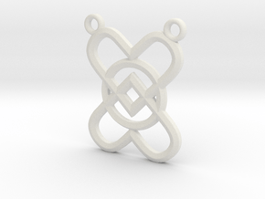 2 Hearts 1 Ring Pendant B in White Natural Versatile Plastic