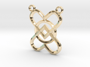 2 Hearts 1 Ring Pendant B in 14k Gold Plated Brass