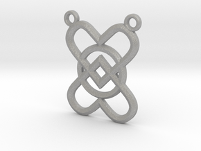 2 Hearts 1 Ring Pendant B in Aluminum