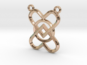 2 Hearts 1 Ring Pendant B in 9K Rose Gold 