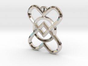 2 Hearts 1 Ring Pendant C in Platinum
