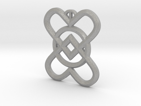 2 Hearts 1 Ring Pendant C in Aluminum