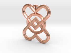 2 Hearts 1 Ring Pendant C in Natural Copper