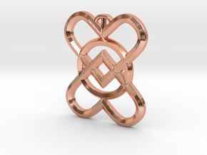 2 Hearts 1 Ring Pendant C in Polished Copper