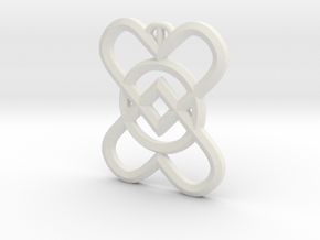 2 Hearts 1 Ring Pendant C in White Natural TPE (SLS)