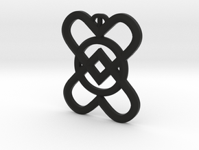 2 Hearts 1 Ring Pendant C in Black Natural TPE (SLS)