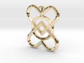 2 Hearts 1 Ring Pendant C in 9K Yellow Gold 