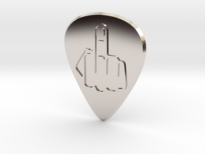 guitar pick_Middle Finger in Rhodium Plated Brass