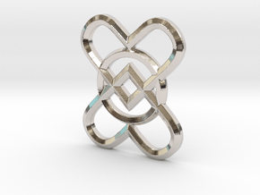 2 Hearts 1 Ring Pendant in Rhodium Plated Brass