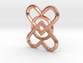 2 Hearts 1 Ring Pendant in Natural Copper