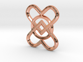 2 Hearts 1 Ring Pendant in Polished Copper