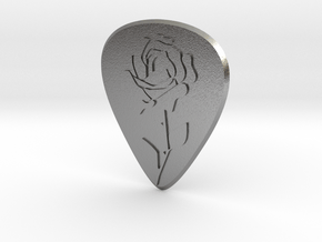 guitar pick_rose in Natural Silver