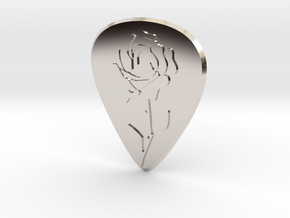 guitar pick_rose in Rhodium Plated Brass