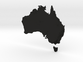 Australia Heightmap in Black Premium Versatile Plastic