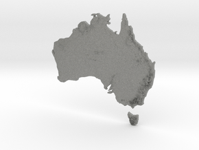 Australia Heightmap in Gray PA12 Glass Beads