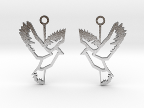 low poly bird earrings in Natural Silver