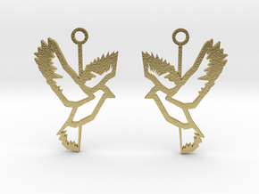 low poly bird earrings in Natural Brass