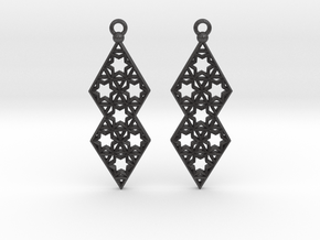 Starry Earrings in Dark Gray PA12 Glass Beads