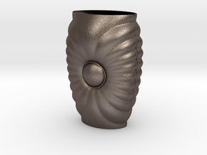 Vase 757 in Polished Bronzed-Silver Steel