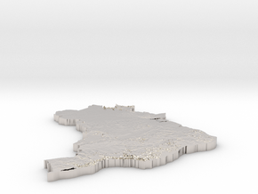 Brazil_Heightmap in Rhodium Plated Brass