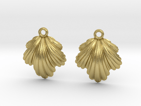 Seashell Earrings in Natural Brass