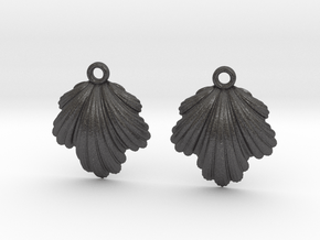 Seashell Earrings in Dark Gray PA12 Glass Beads