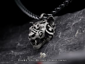The Tiger Pendant in Antique Silver