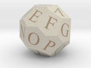 d26 Alphabet Teetotum Die Replica in Natural Full Color Sandstone