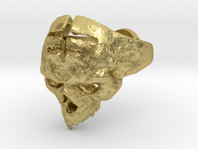 Inverted Cross Skull Ring in Natural Brass: 5 / 49