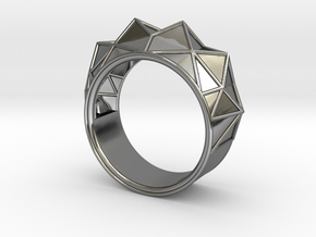 "Hearst Tower" Architecture fantasy Ring in Fine Detail Polished Silver