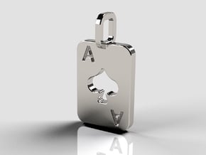 Ace of Spades Card in Polished Silver